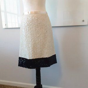 NWT J Crew Sequin Pencil Skirt in Ivory Black - size 10